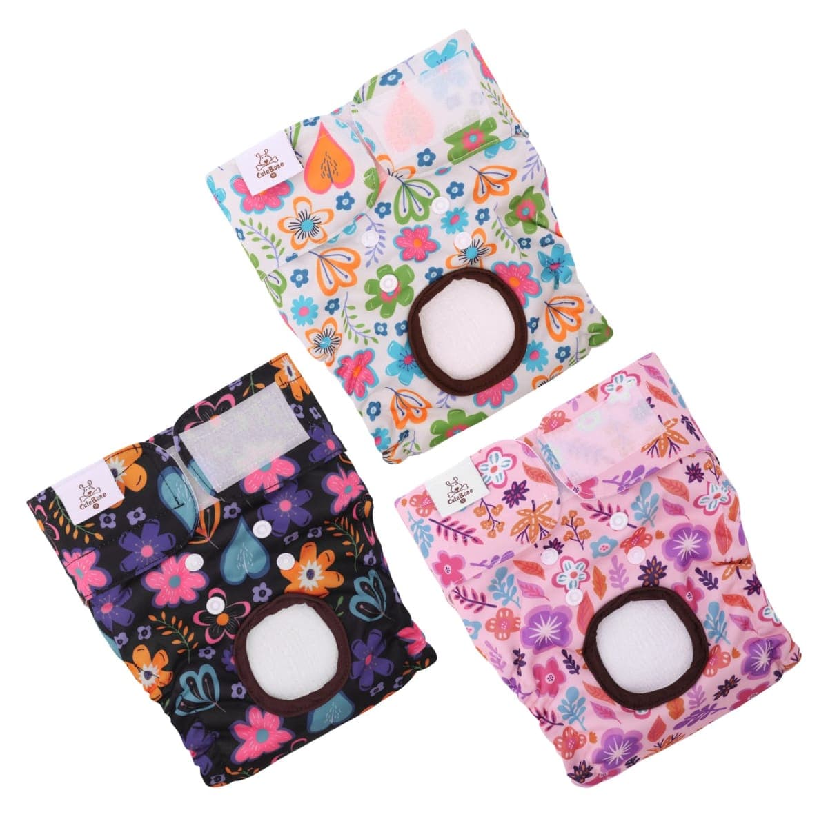 CuteBone Dog Diapers Female Washable Small Medium Large 3 Pack Reusable Doggie Diapers Puppy Period Pants for Doggy Heat Cycle Peeing