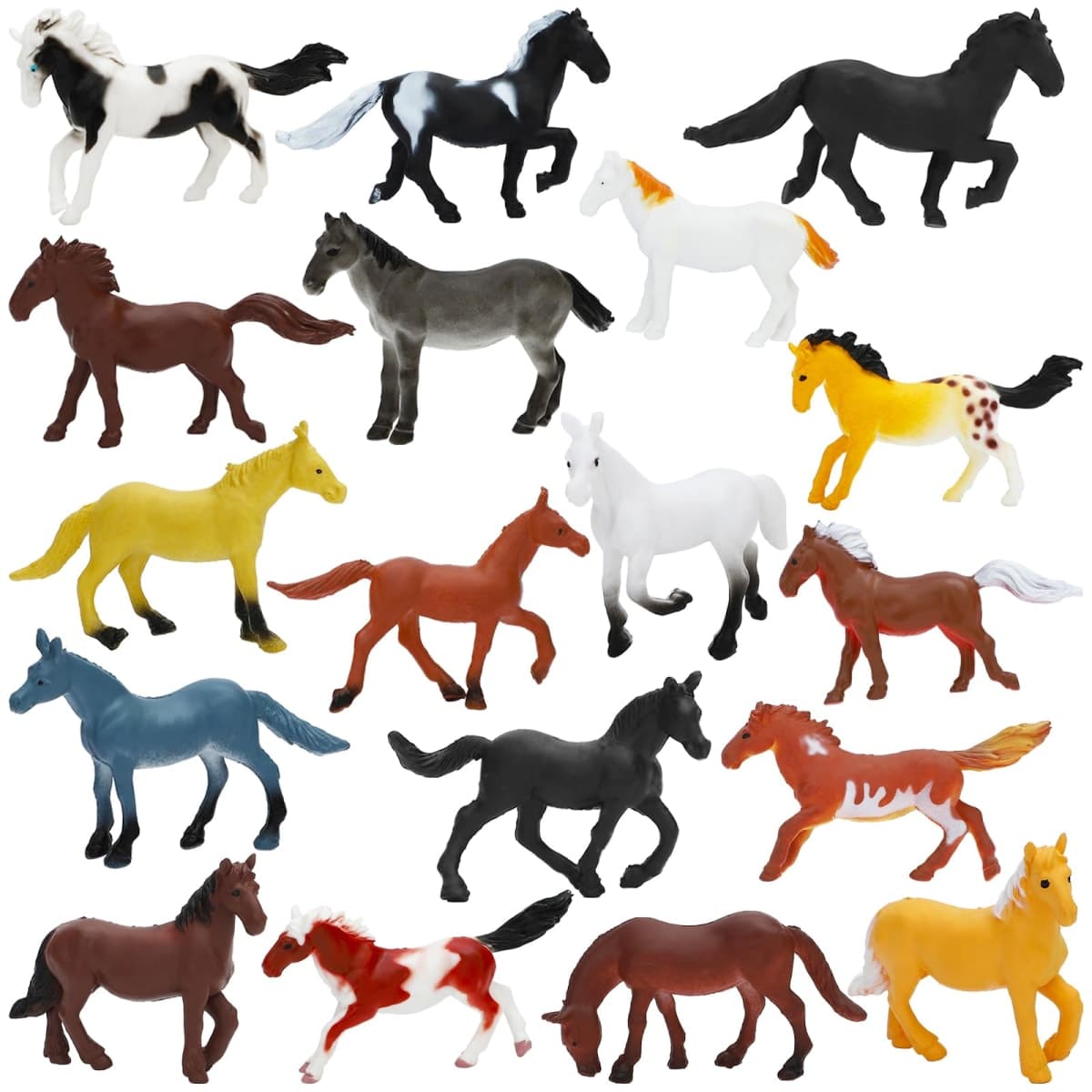 ONEST 18 Pieces Mini Horse Figurines Playset Hand Painted Tiny Horse Realistic Detailed Plastic Horse Figures