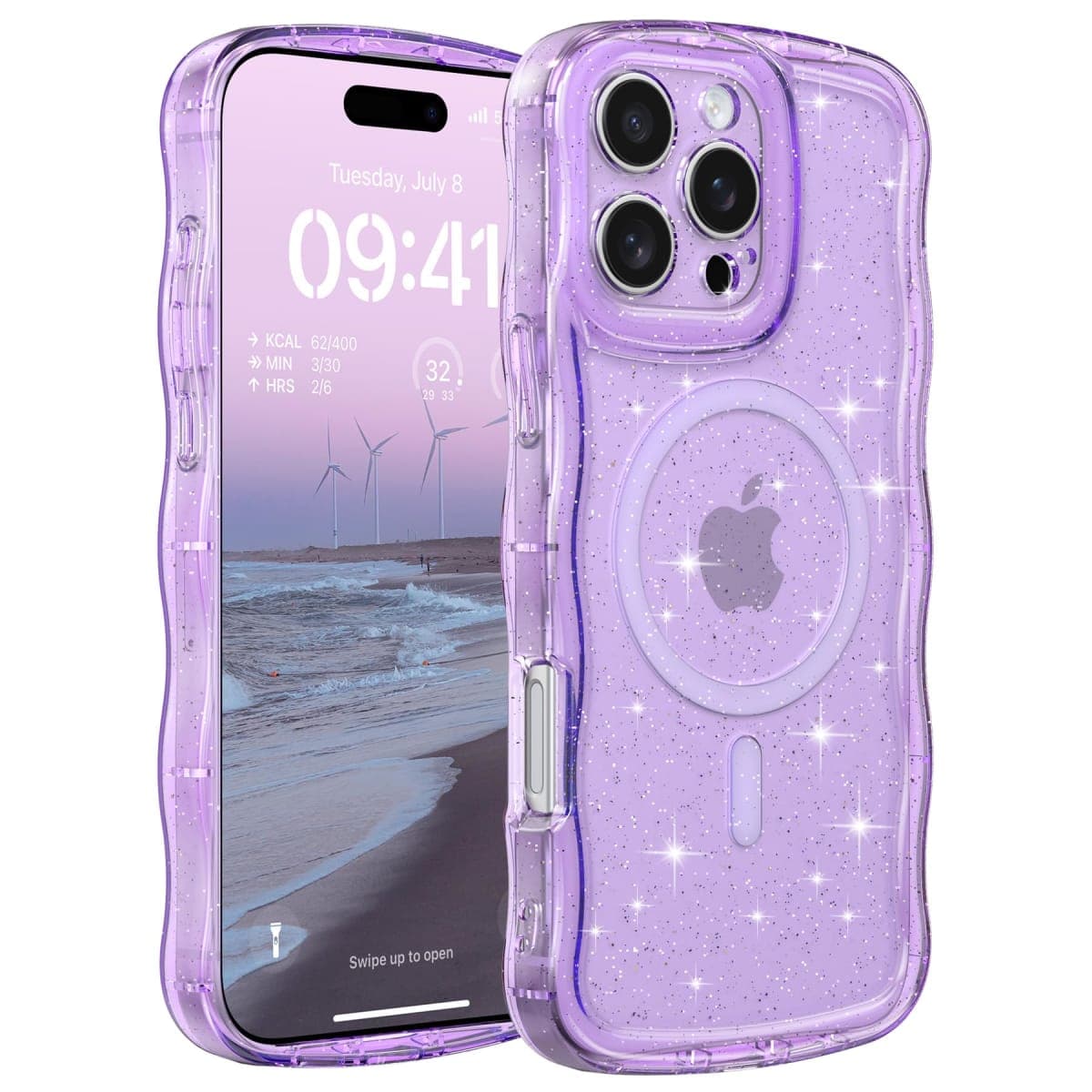 FABSPARK Glitter Case for iPhone 14 Pro,Fit for MagSafe,Purple