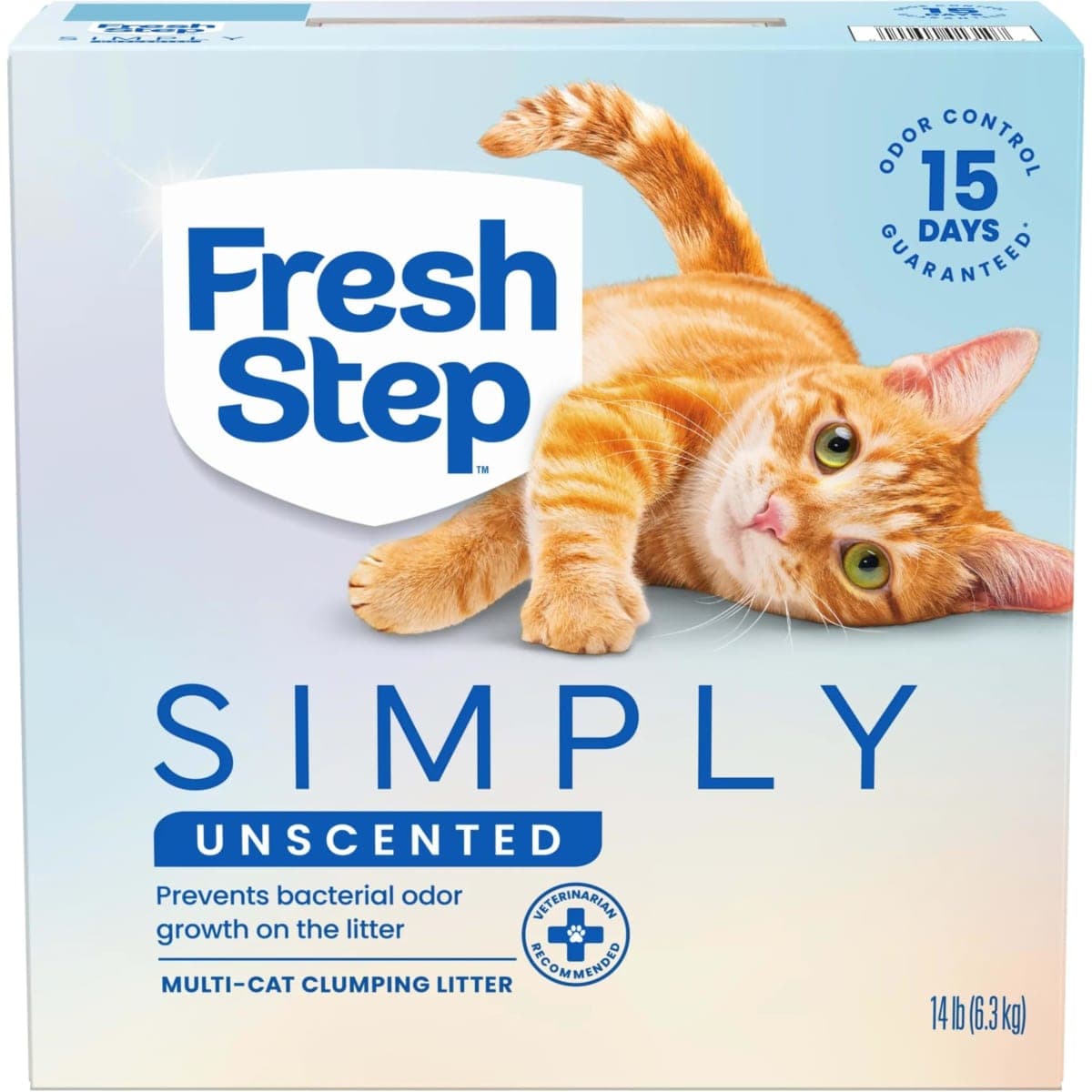 Fresh Step Simply Unscented Cat Litter, Free from Added Fragrances and Dyes, Recommended by Vets, 14 Pounds, Pack of 3 (Package May Vary)