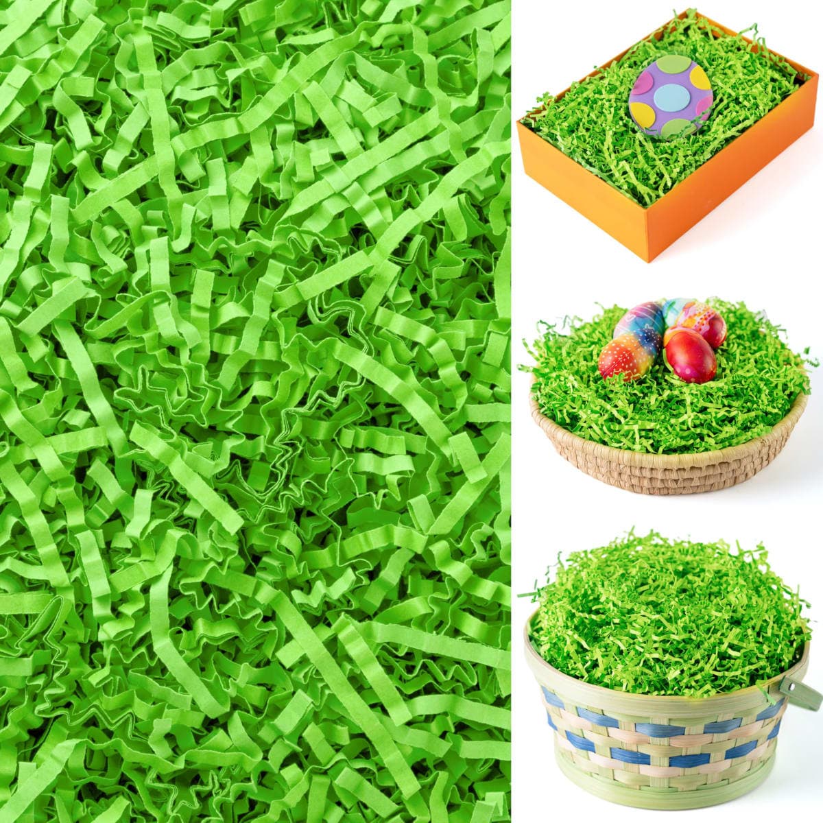 JOYIN 0.75 LB Easter Grass Gift Wrap Crinkle Filler Paper Shred (Light Green) for Basket Boxes Bags Filling, Gift Wrapping, Birthday Party Decoration, Easter Egg Hunt, Bridesmaid Party Favors(12 oz)