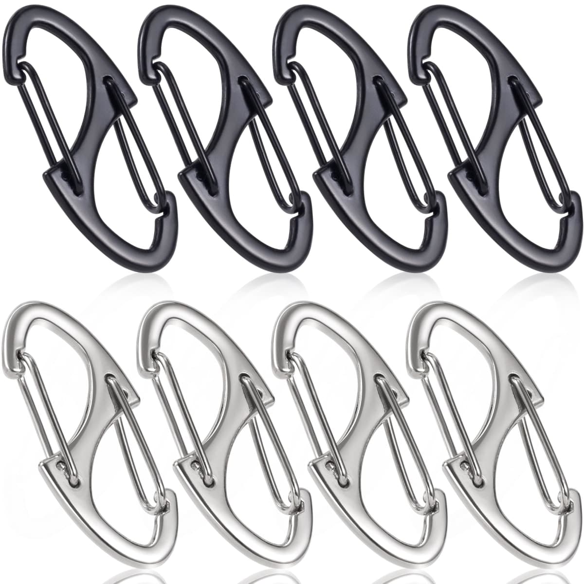 HINZIC 8Pcs Zipper Clip Anti Theft Deterrent, Keep The Zipper Closed Lock, Zipper Pull Replacement, Connectors Dual Opening S Shaped Carabiner for Backpacks Traveling Camping Suitcases