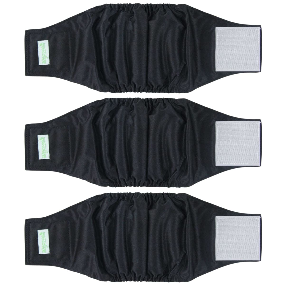 wegreeco Washable Dog Diapers - Washable Male Dog Belly Wrap - Pack of 3 - (Black,Small)