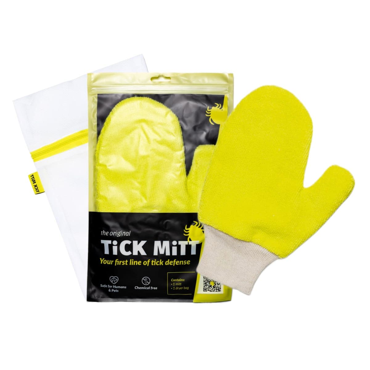 Tick Mitt Yellow Tick Removal Glove - Protective Tick Removal Tool for Humans and Pets - Safely Remove Ticks with Ease - Durable, Comfortable, and Easy to Use Tick Removal Glove