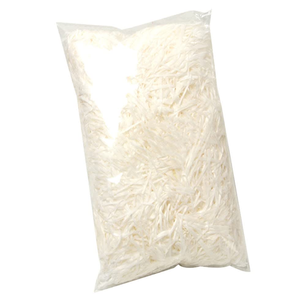 JINZOFLY Raffia Paper Shreds, 100g Strands Shredded Crinkle Confetti for Hamper Filling Gift Packaging Decorative Filling (White)