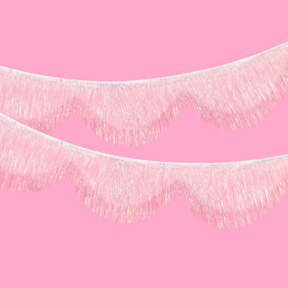 Windkream White Iridescent Scalloped Layered Fringe Banner 5.9ft Bachelorette Party Decorations, Birthday Party Decor, Baby Shower Supplies, Photo Booth Banner Backdrop