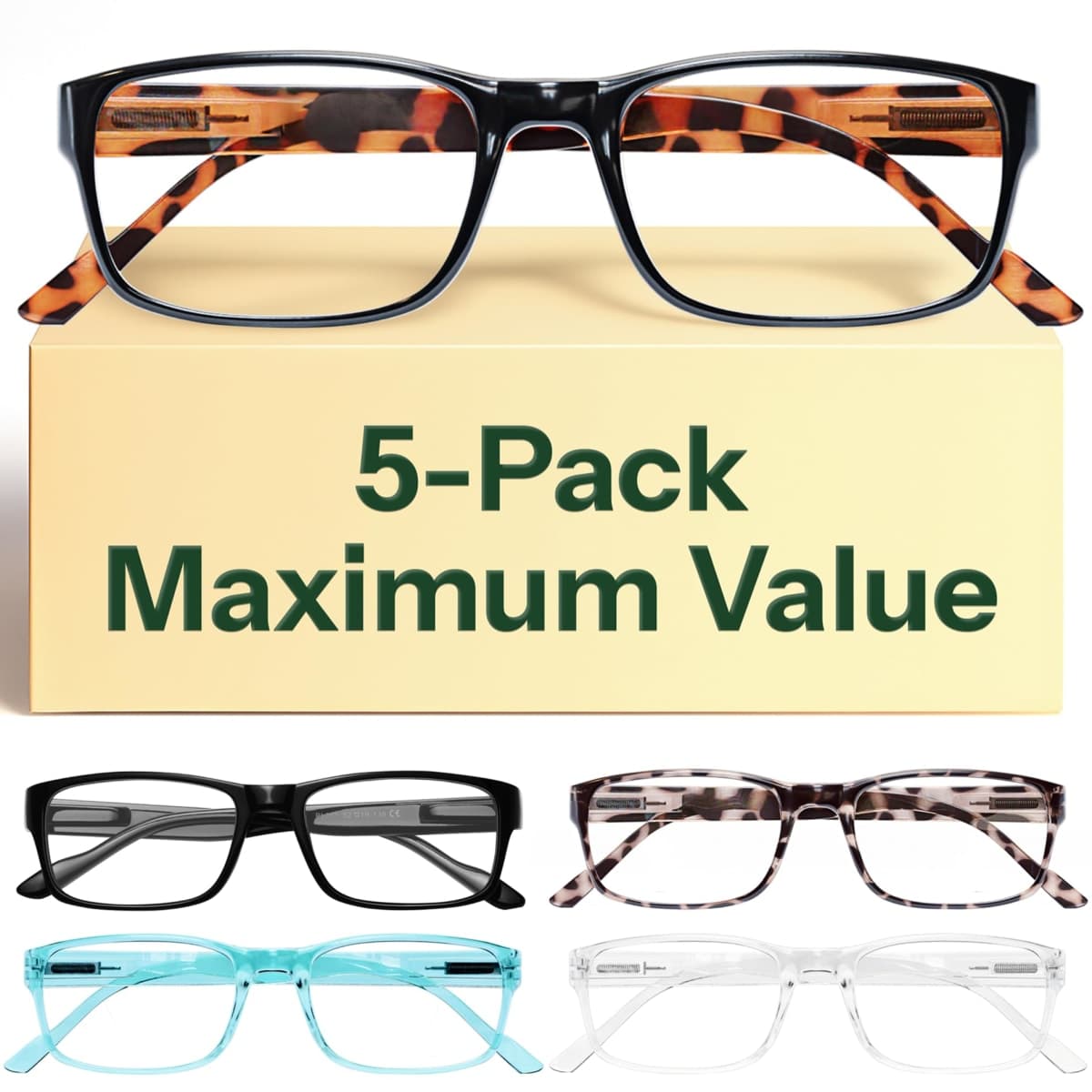 Gaoye 2.75 Professional Reading Glasses for All Day - Computer Readers with Blue Light Protection - Value Pack