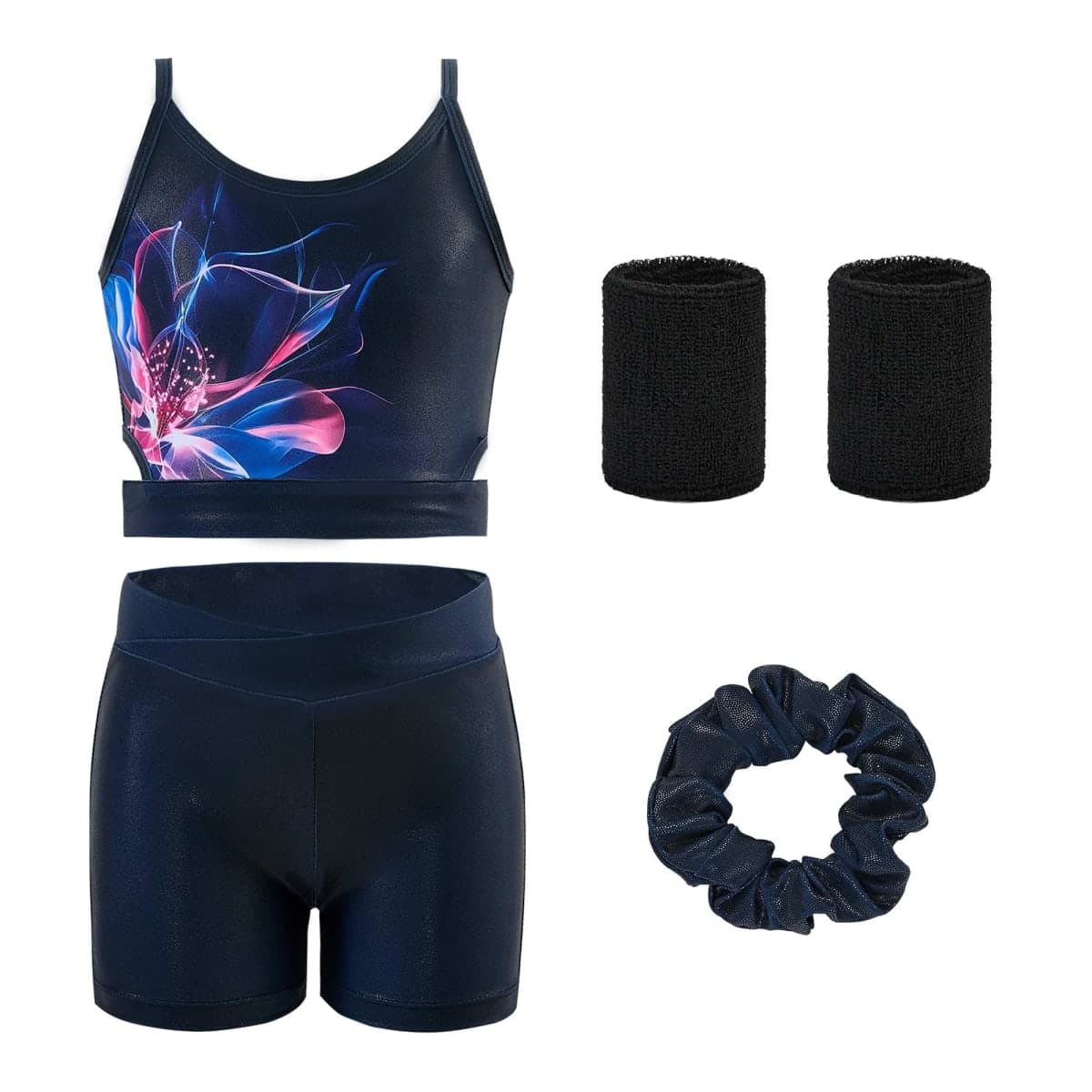 Tstiti Gymnastics Leotards for Girls 5-Piece for 3-12 Years Outfit
