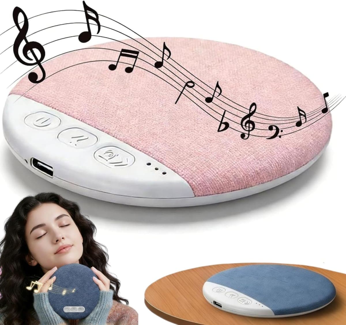 Sleep Pillow Speaker, Bluetooth Pillow Speaker with White Noise Timer Wireless Sleep Aid with Stereo Bass Private Sleep, Pillow Speakers for Sleeping, Headphones for Adult Kids (Pink)