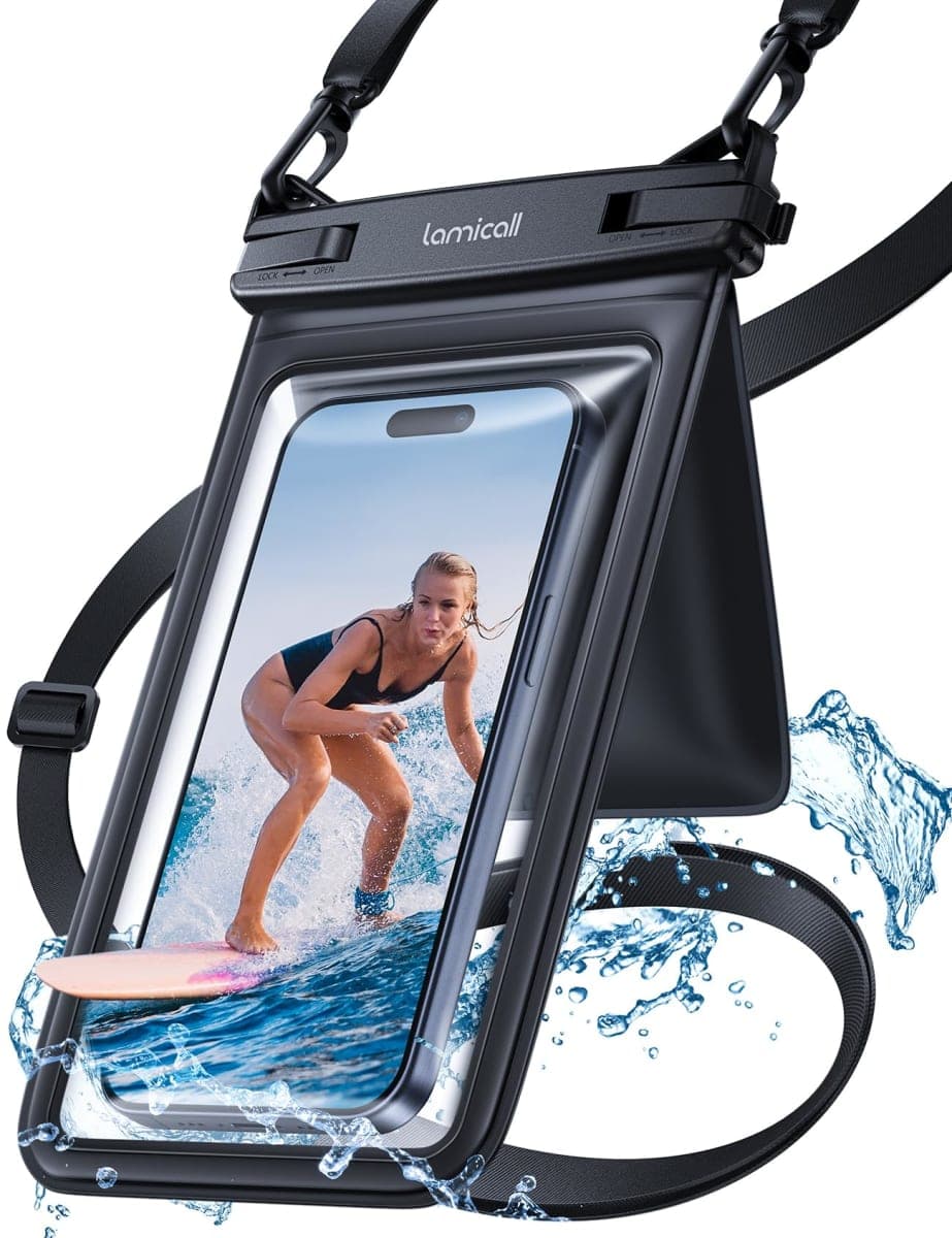 Lamicall Waterproof Phone Pouch with Storage Bag - [ Larger Size] IPX8 Dry Bag with Adjustable Lanyard, Waterproof Phone Case for iPhone 14 15 16 17 Pro Max, Galaxy S24 S25 Ultra, All 4-7.5" Phones