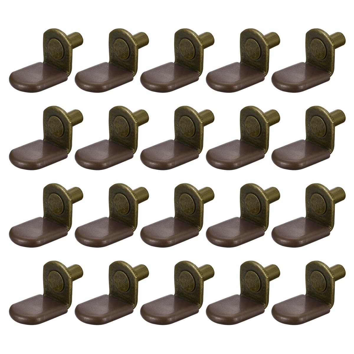 uxcell Shelf Support Pegs, 25pcs 6mm(1/4") L-Shaped Support Bracket Pegs Shelf Pin with Rubber Sleeve for Furniture Shelves Supplies, Bronze Tone