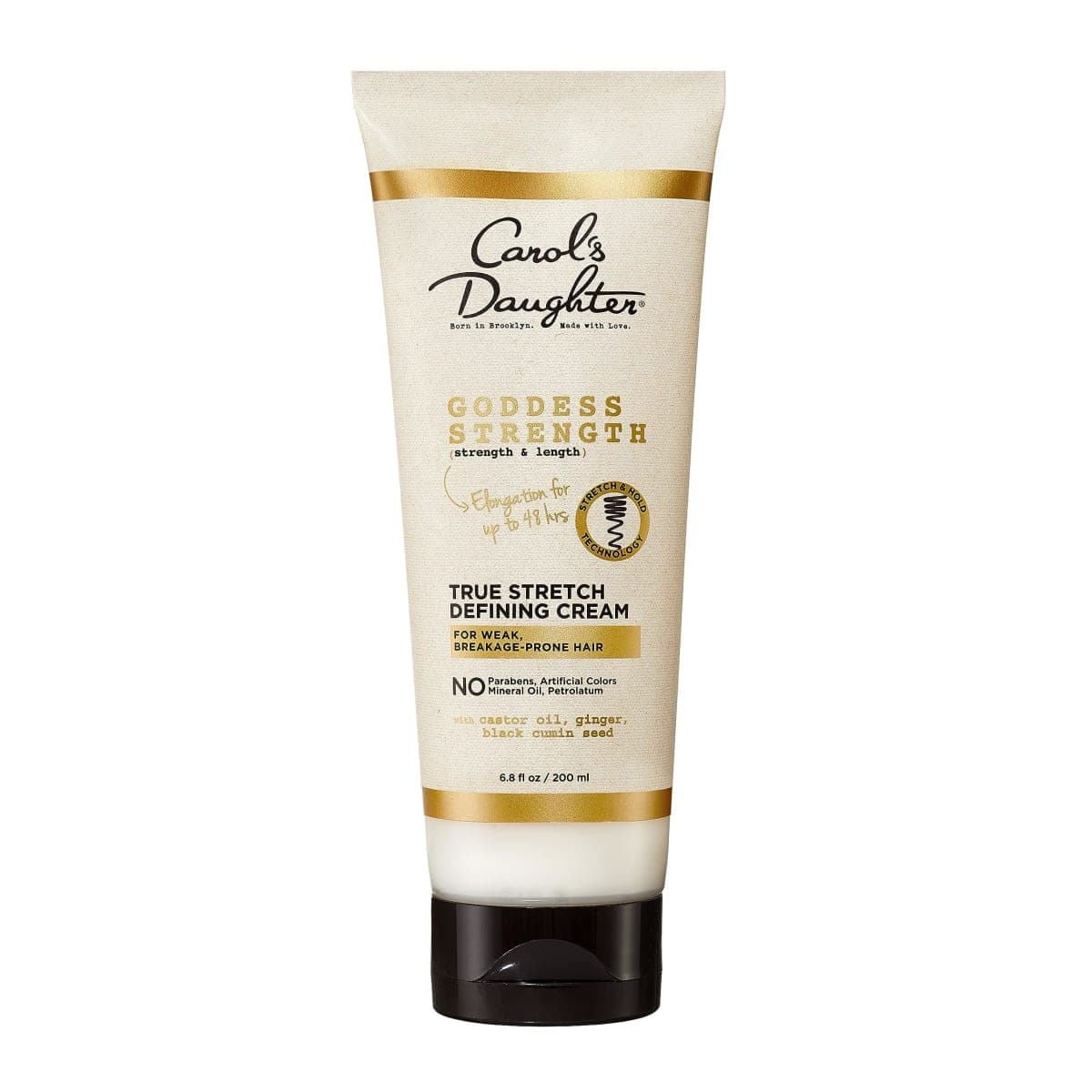 Carol's Daughter Goddess Strength True Stretch Defining Hair Cream with Castor Oil, Moisturizing Hair Care to Define Curly and Wavy Hair for Up To 48HR, 200ML