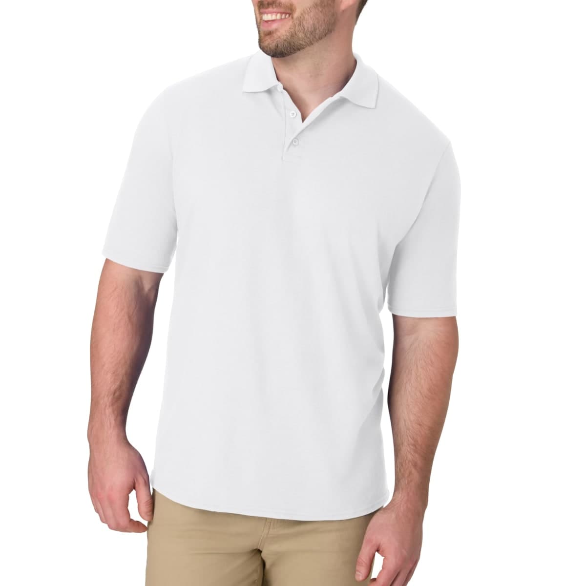 Hanes Men's Short Sleeve X-Temp W/FreshIQ Polo, White, XX-Large