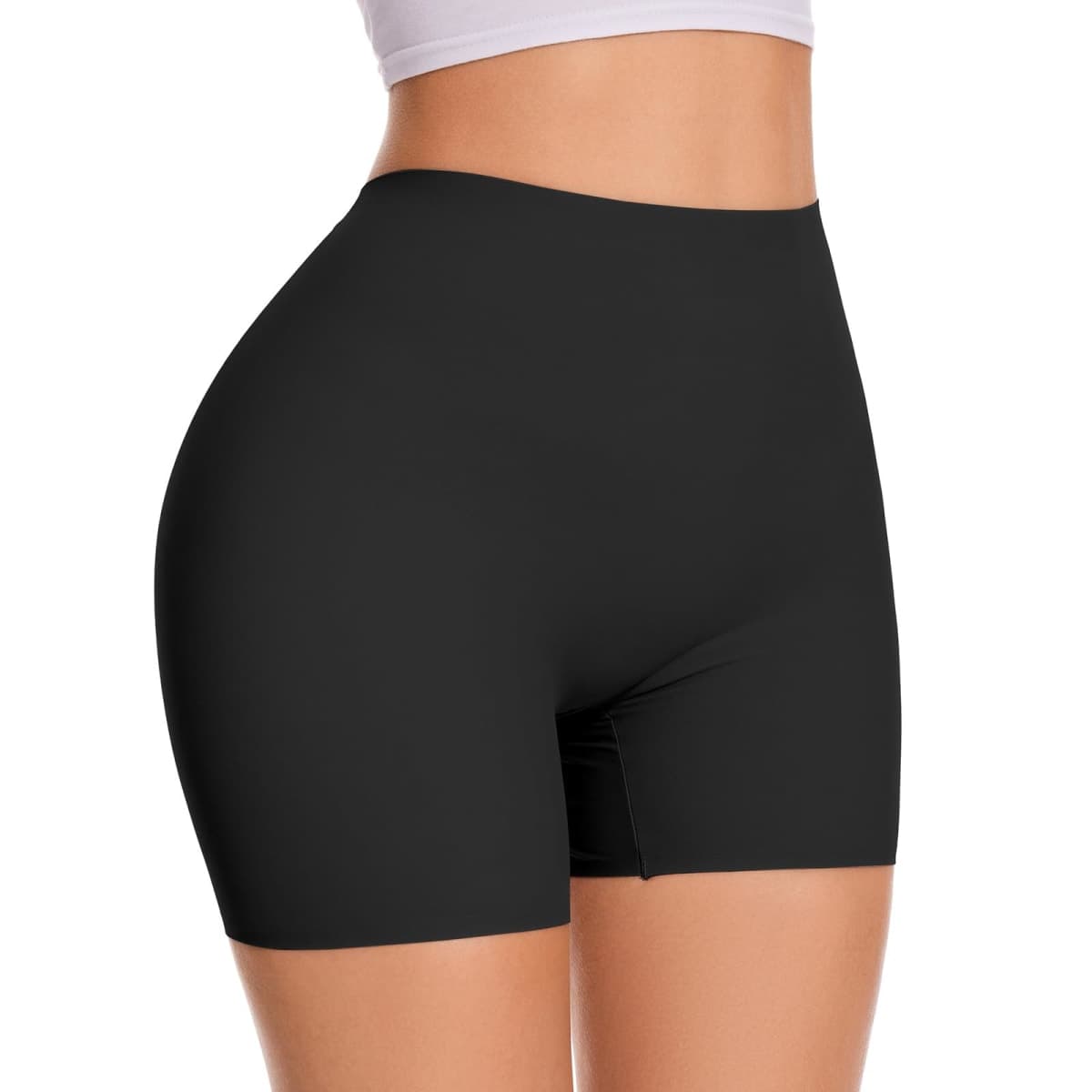 Womens Slip Shorts for Under Dresses Seamless Shapewear Shorts Underwear, Black-smooth, Small