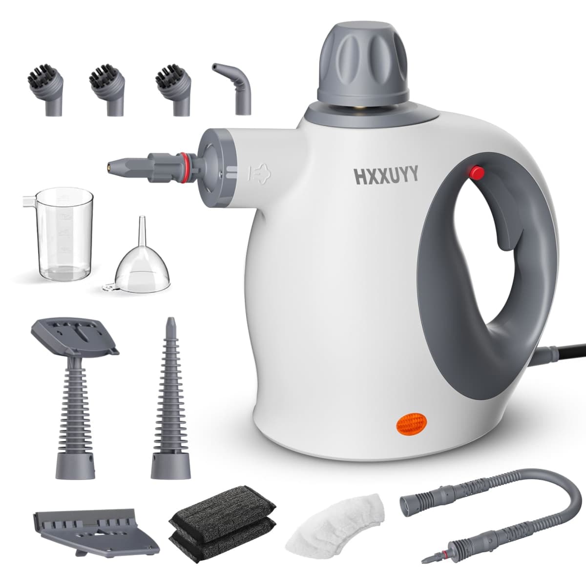 Multi-Surface Handheld Pressurized Steam Cleaner with 13 PCS Accessory ，Portable Steamer for Cleaning, Multipurpose Steam Cleaner for Home/Car/Bathroom/Grease/Upholstery/Floor/Grout and More (White)