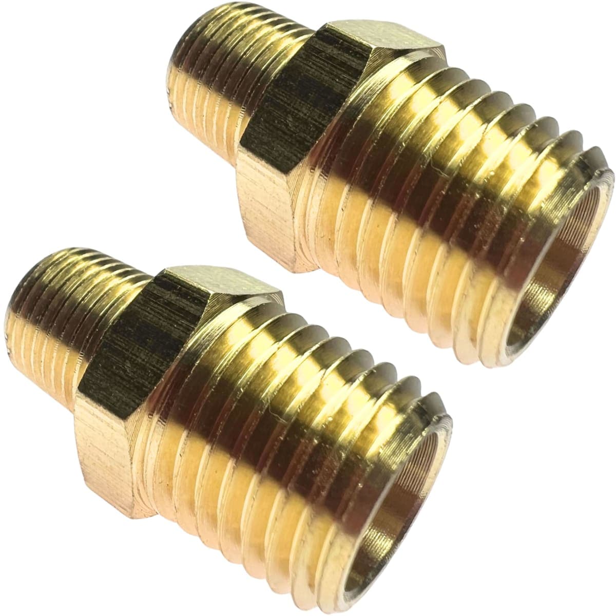 CX WONDERLAND 2PCS, Brass Hose Barb Fitting Adapter, NPT Male to Barb Pipe Fitting (1/2" NPT x 1/4" NPT Male)