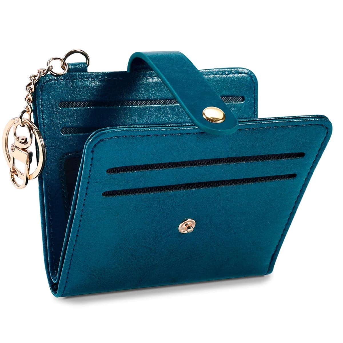 Airkit Small Wallet Women RFID, PU Leather Card Holder with Keychain