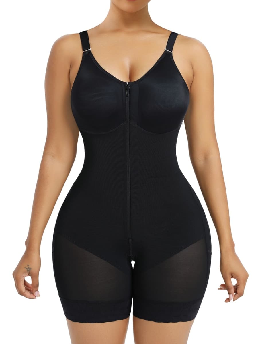 YIANNA Fajas Colombianas Postpartum Shapewear for Women Tummy Control hips Lifter Body Shaper with Zipper Crotch,YA7283-Black-M