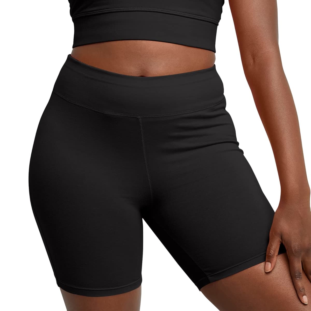 Hanes Women's Stretch Jersey Bike Shorts, Women’s Cotton Bike Shorts, Women’s Athletic Shorts, 7" Inseam, Black, XX-Large
