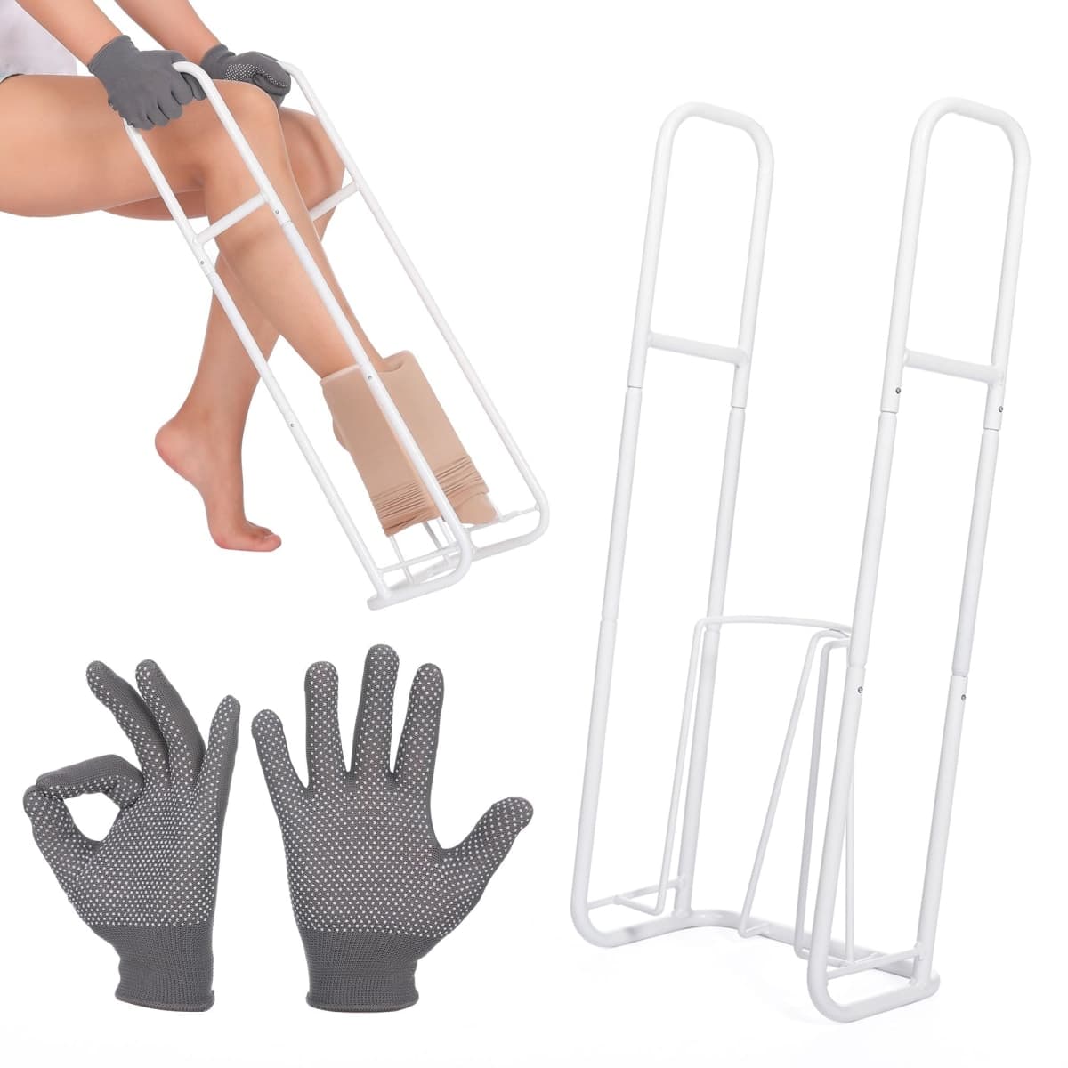 Upgraded Extra-Large Compression Sock Aid Device - Sock Aids for Compression Stocking - Helper Device for Putting on Hosiery - 14 in or More