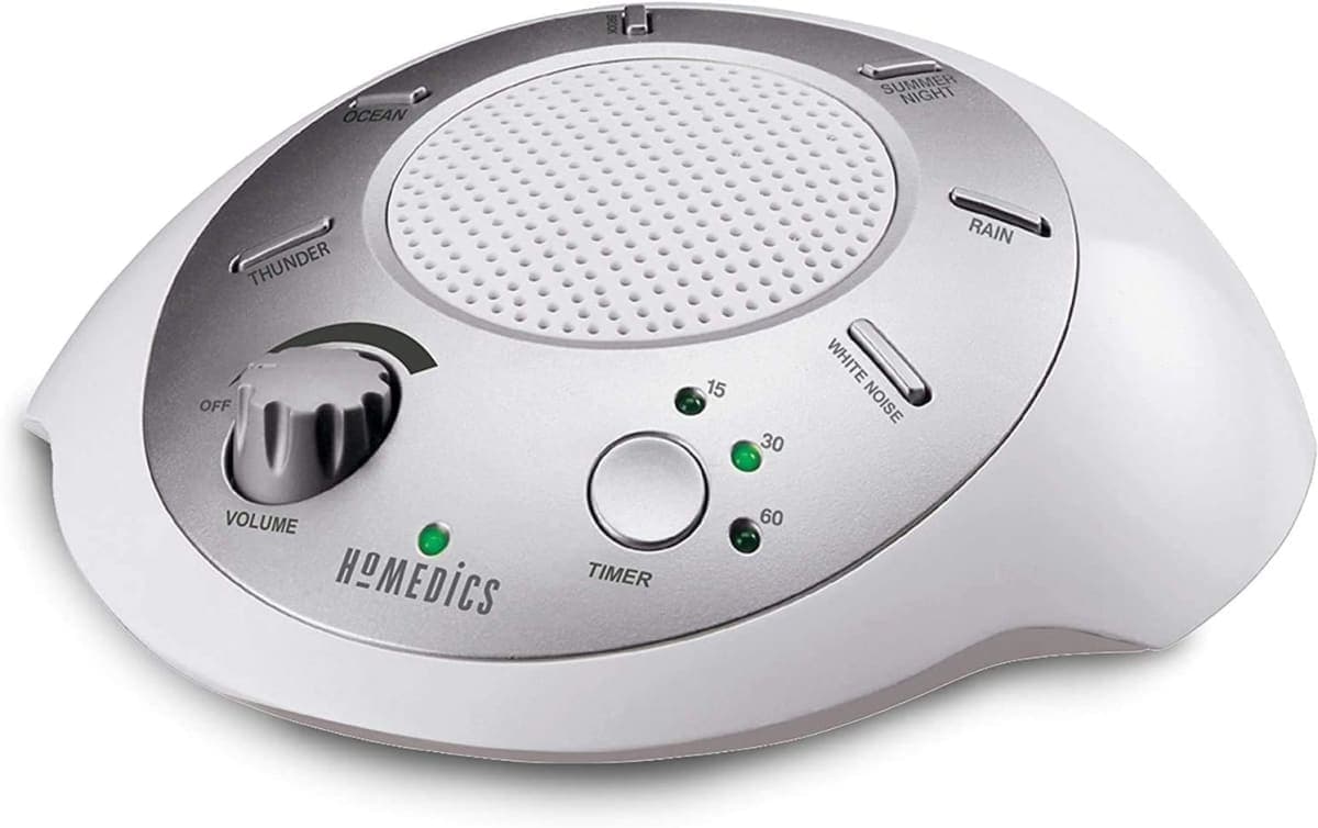 Homedics White Noise Sound Machine, Ambient Sleep Aid, Travel Friendly, 6 Relaxing Nature Sounds, Portable Soothing Relaxation Device for Home, Office, Nursery, Baby, Adults, with Timer