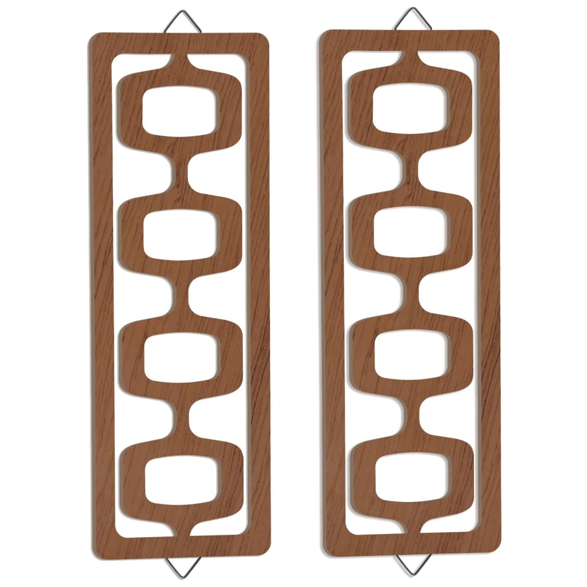 CroBlissful 2 Pcs Mid Century Modern Wall Art Wood Mid Century Elegance Decor Accents Abstract Wall Sculpture Geometric Panels for Interior Panel Art for Home Living Room(Brown)