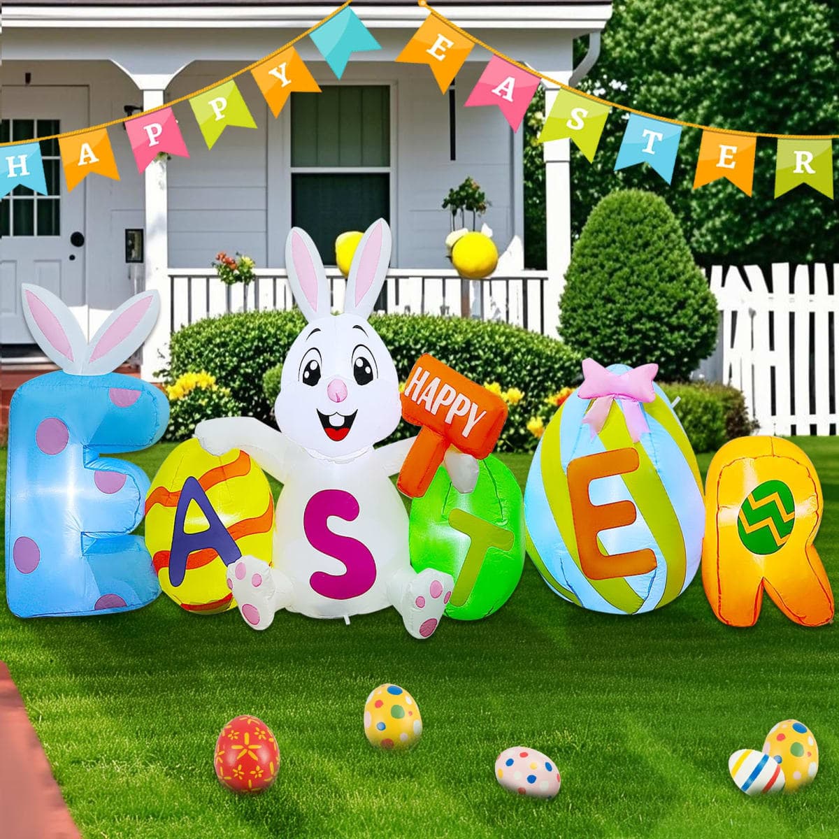 Joliyoou 8FT L Easter Inflatable Yard Decoration