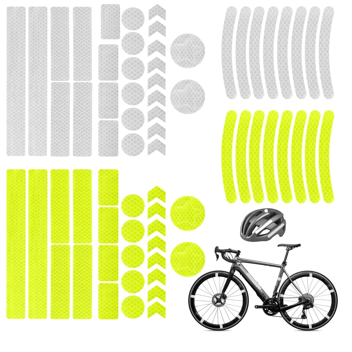 QfwdfcTrenz 84 Pcs Reflective Stickers for Bike Reflective Decals Multi Shapes Kit Waterproof Driveway Reflectors for Bicycle Motorcycle Wheelchairs Vehicle (2 Color)