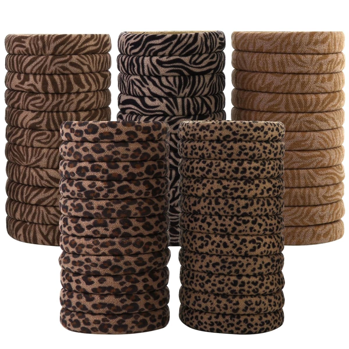 50PCS Black Hair Ties for Women, Cotton Seamless Hair Bands, Elastic Ponytail Holders, No Damage for Thick Hair, 2 Inch in Diameter, by Nspring