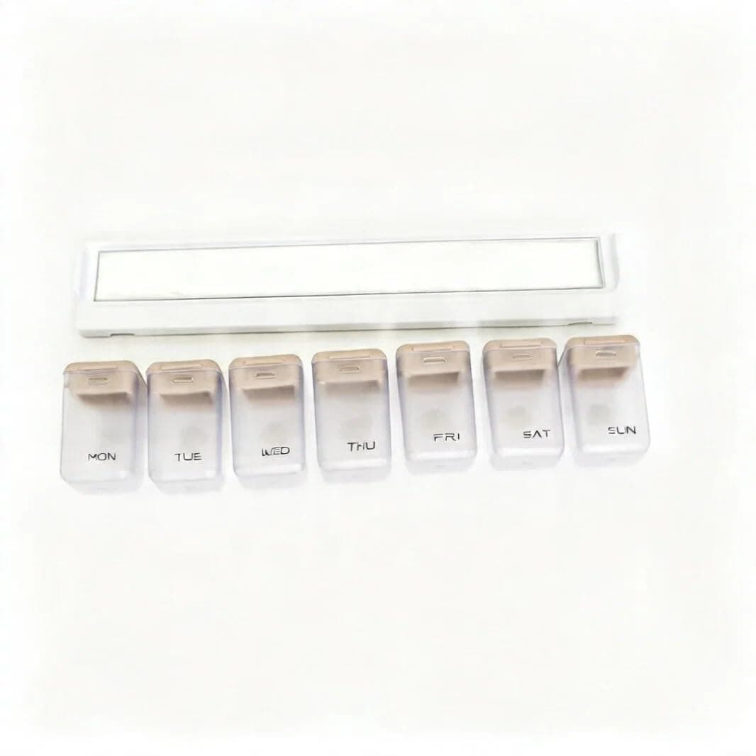 Weekly Pill Organizer Magnetic, Removable Pill Box 7 Day 1 Time a Day, Large Pill Case Travel, Week Once Daily Medication Dispenser (Transparent+Gray Cover)