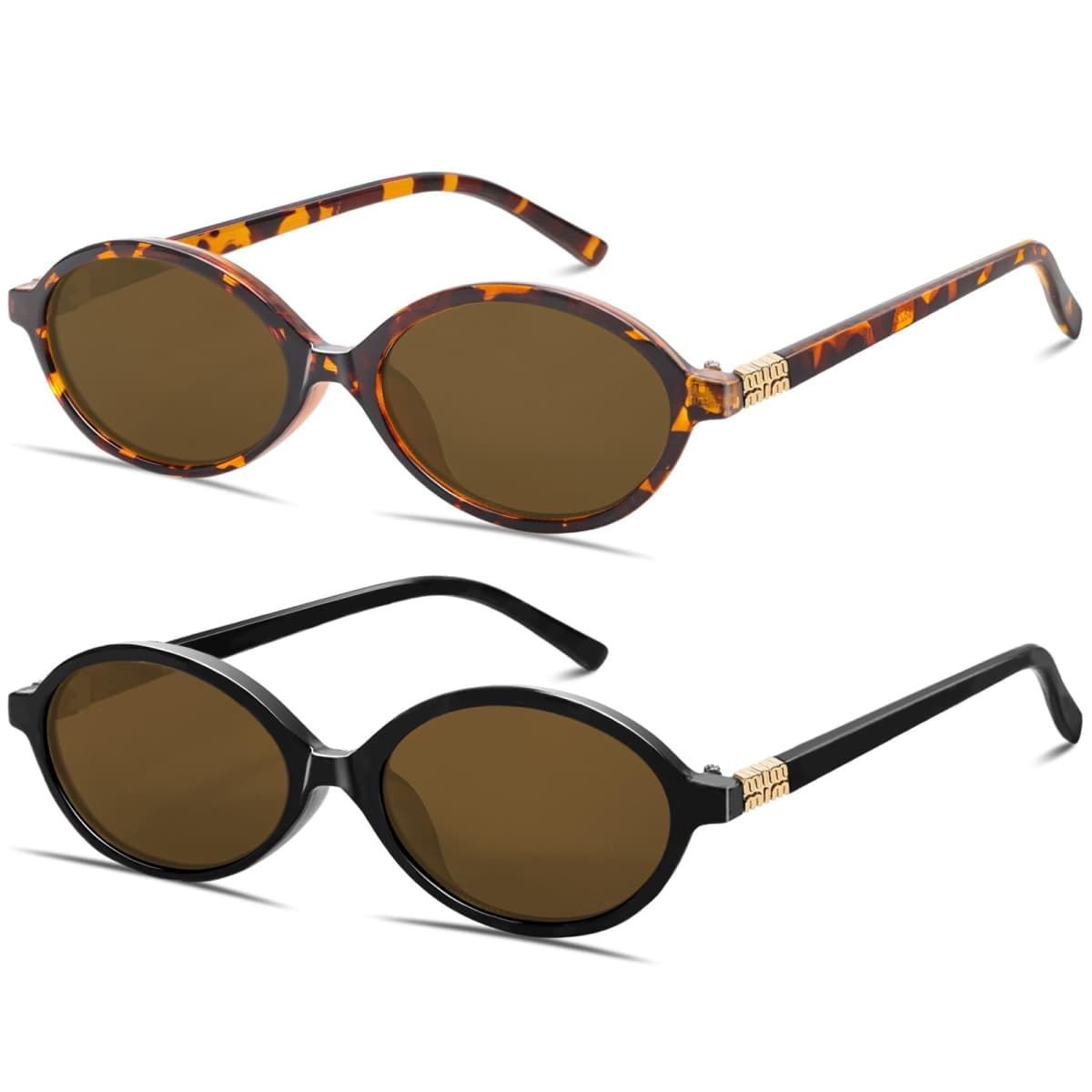 BOTEN Retro Oval Sunglasses for Women Men Small 90s Sun Glasses Trendy Round Shades Cute Designer Sunnies, tortoise frame - brown lens, P