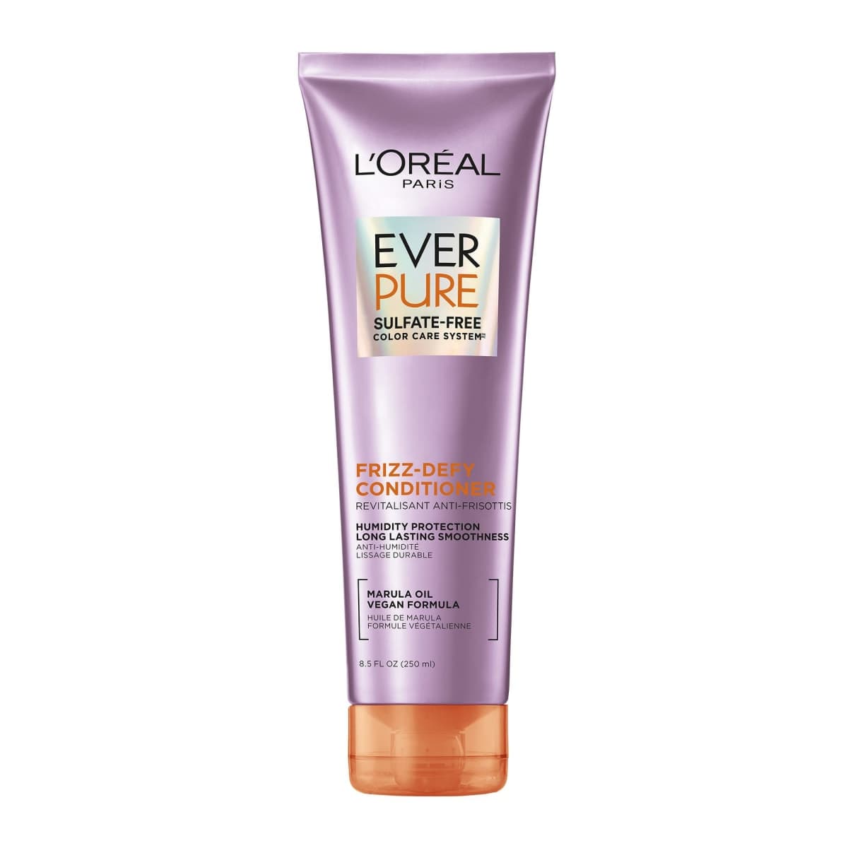 L'Oreal Paris EverPure Sulfate-Free Frizz Defy Conditioner for Smoothing Frizz-Prone, Colour-Treated Hair, With Marula Oil, 250ml