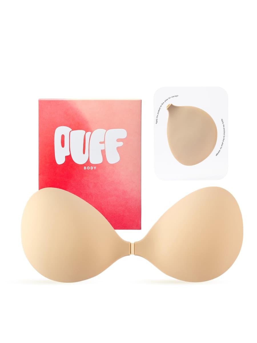 Puff Invisible Strapless Sticky Bra Push up, Beige A
