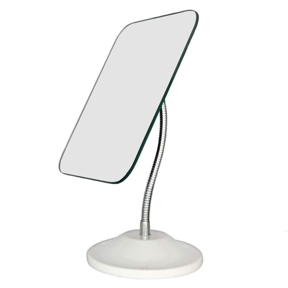 YEAKE Adjustable Flexible Gooseneck Makeup Mirror,360°Rotation Folding Portable Desk Vanity Mirror with Stand Shower Shaving Cosmetic Table Mirror Square