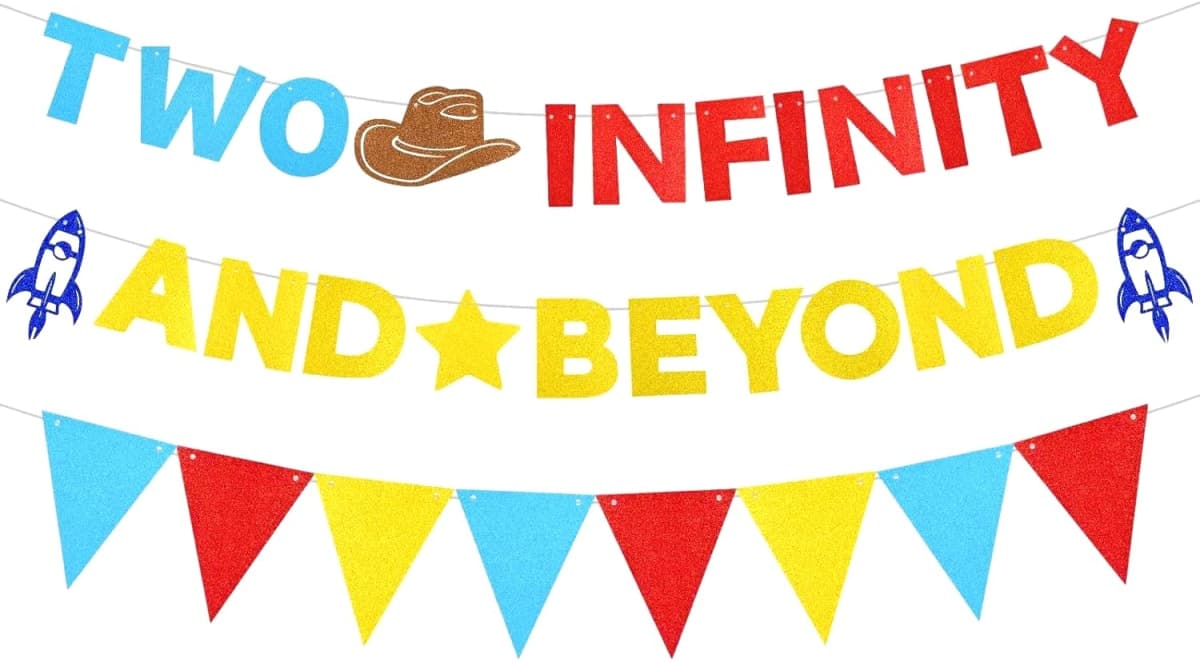 Two Infinity and Beyond Birthday Party Banner for Boy Grils