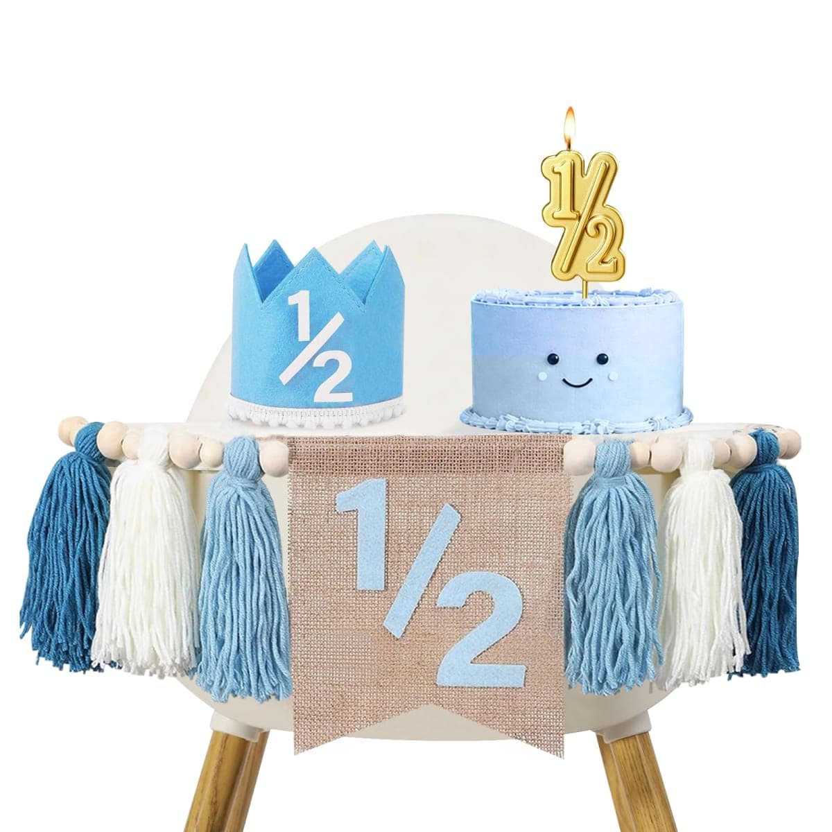 1/2 Birthday Boy Half Birthday Decorations Half Way to One Baby Boy