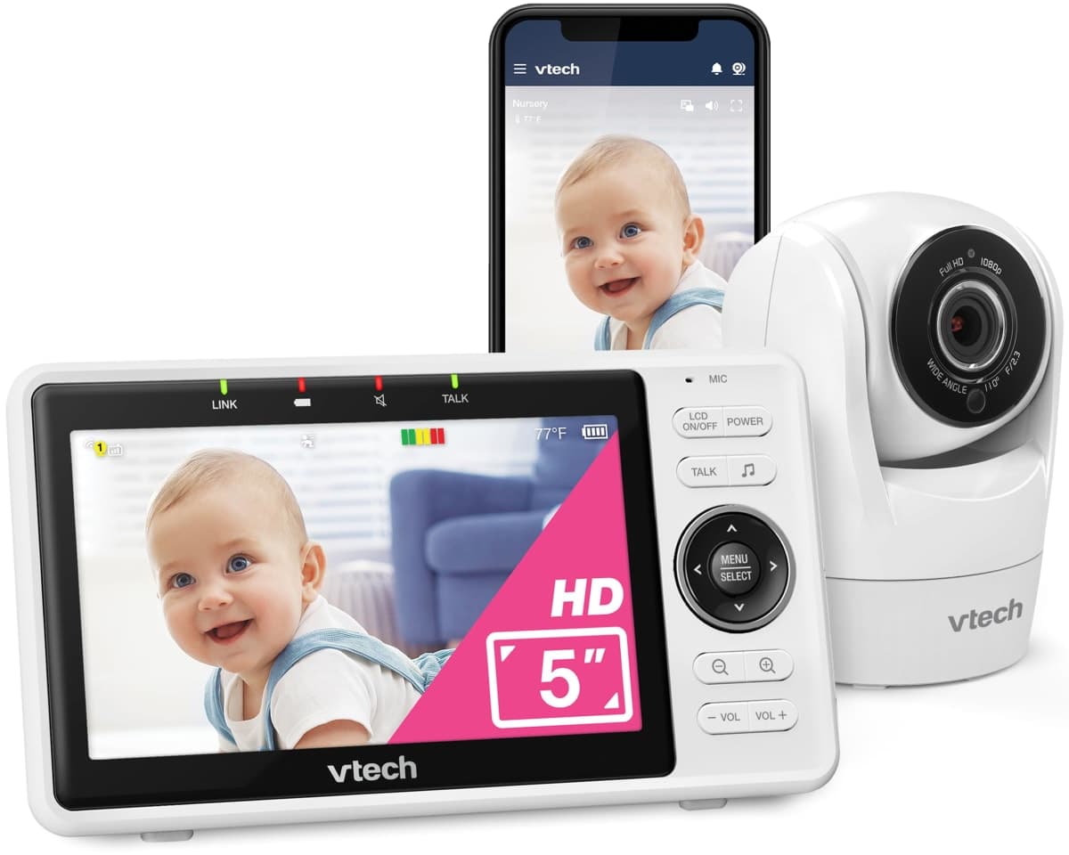 * Spanish Version * VTech WiFi Baby Monitor VM901, 5-inch 720p Display, 1080p Camera, HD NightVision, Fully Remote Pan Tilt Zoom, 2-Way Talk, Free Smart Phone App, Works with iOS, Android