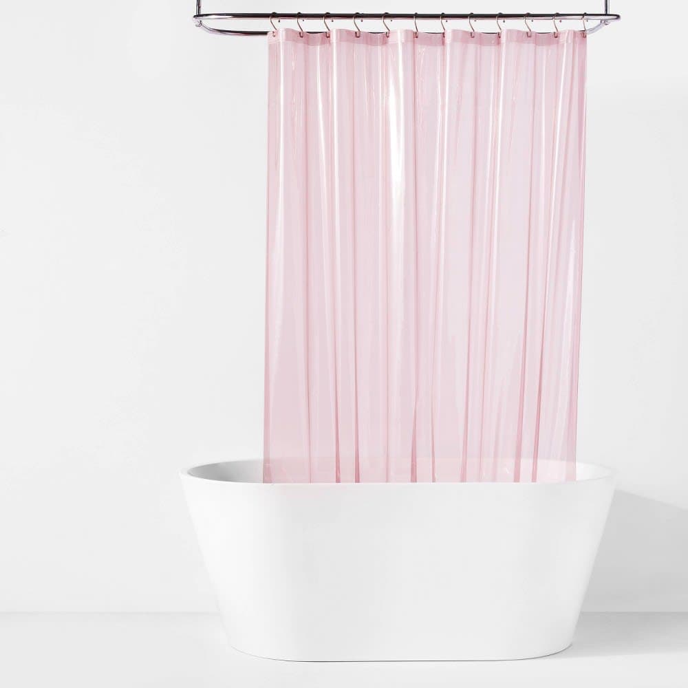 70"x71" Lightweight Color Shower Liner Pink - Room Essentials™: PEVA, Buttonhole Top, Easy to Clean