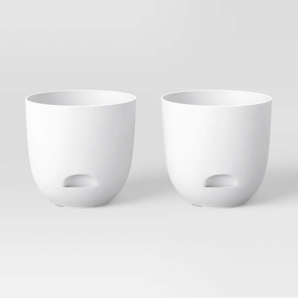 2pc Self-Watering Plastic Indoor Outdoor Planter Pots White 4"x4" - Room Essentials™: No Assembly Required