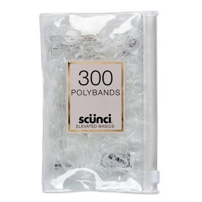 Scunci Mixed Size Polybands in Zippered Pouch Clear - 300pk MEDIUM CLEAR