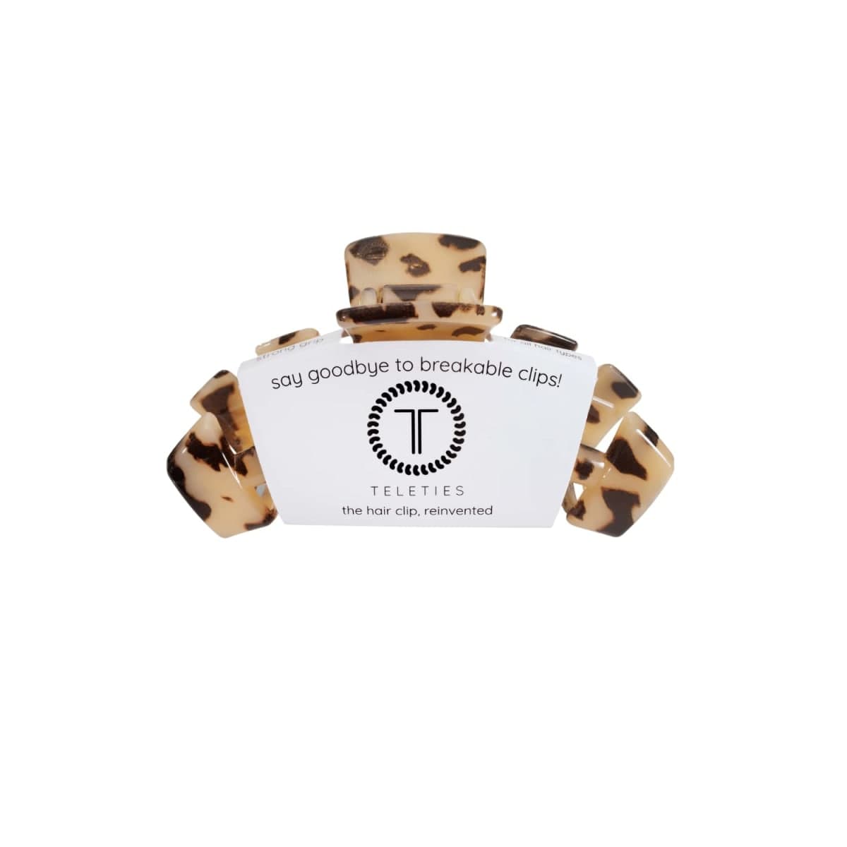 TELETIES - Medium Hair Clip - Strong Grip, Bendable Teeth, Comfortable Curved Design - Ideal for Medium-Thick Hair - For All Hair Textures - Blonde Tortoise