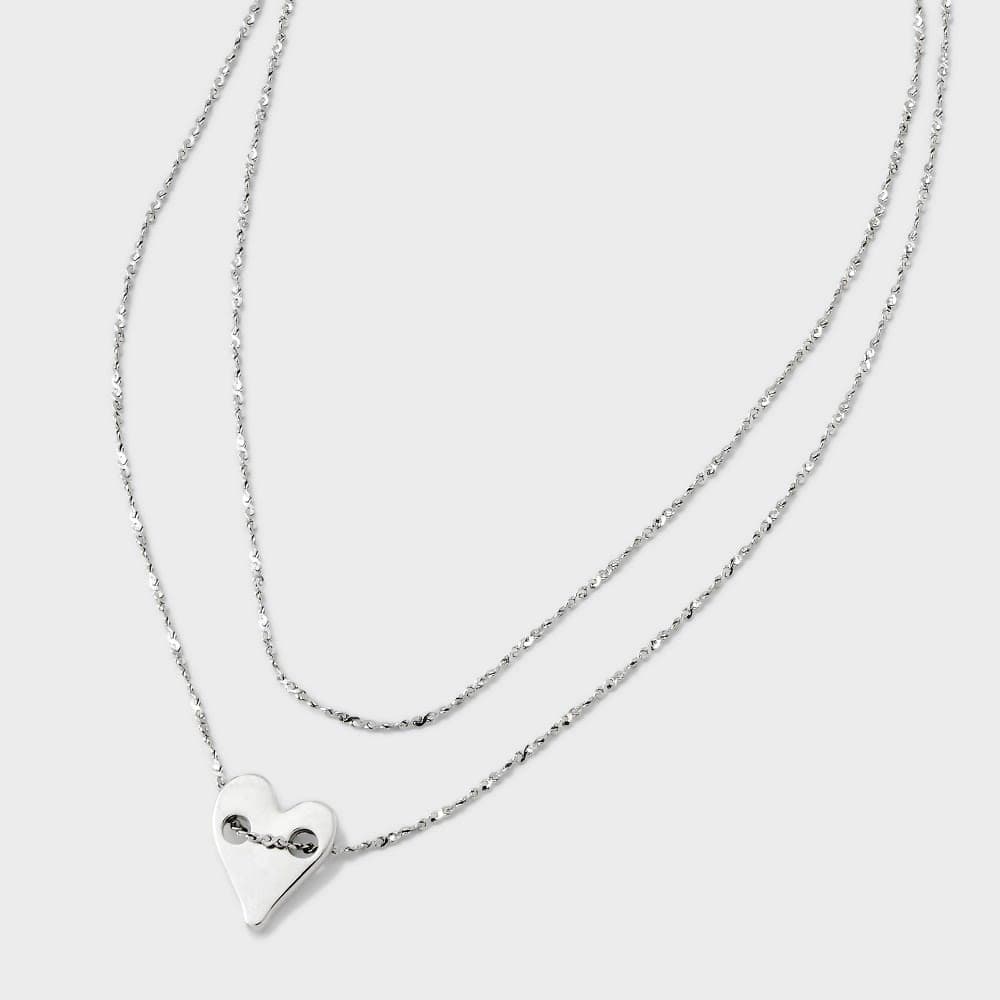 Heart Medallion 15.5 Inch Multi-Strand Necklace - Universal Thread™ Silver