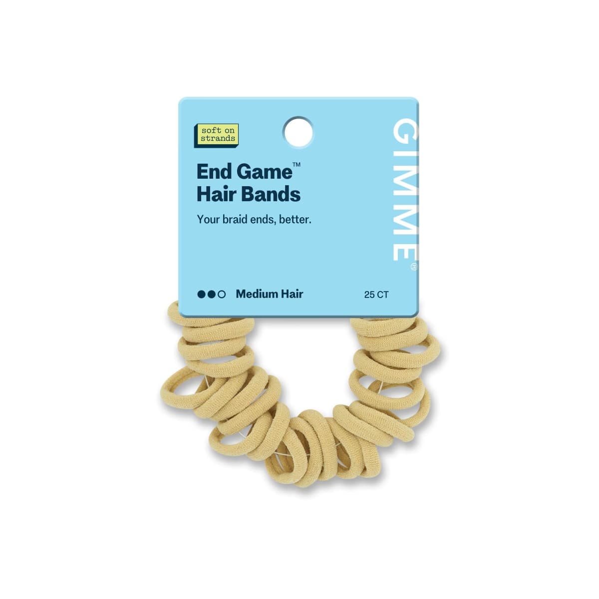 Gimme Beauty No Snag Braid Ends - Seamless Nylon & Spandex Hair Ties for Braids - No-Snag Gentle Hold Design - Zero-Dent, Daily Hair Accessories - 25 Pack, Blonde
