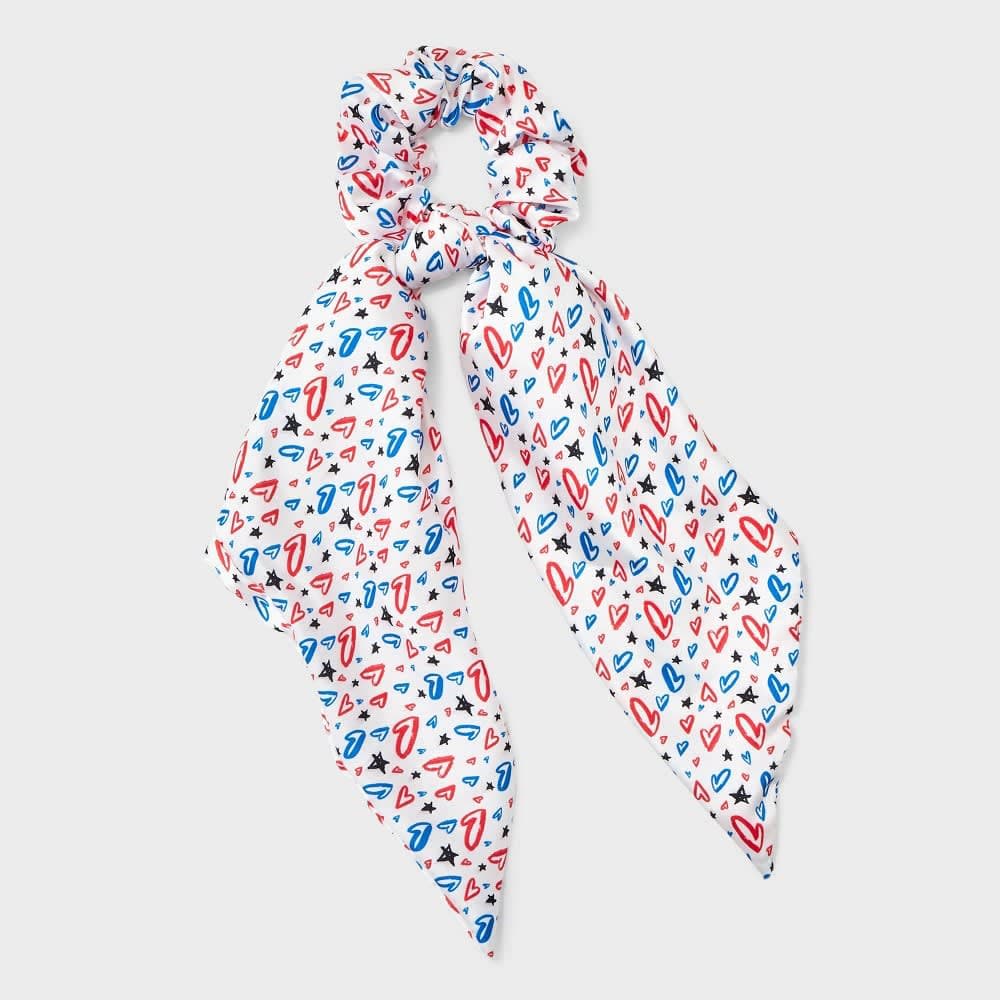 Americana Heart and Star Print Tail Hair Twister - Red/White/Blue