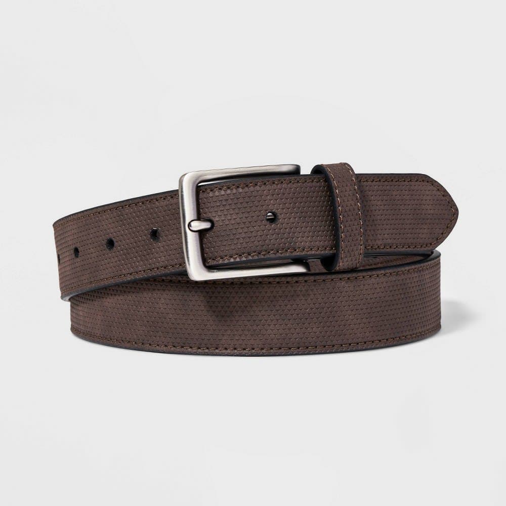 Men's 35mm Textured Strap Belt - Goodfellow & Co™ Brown XL