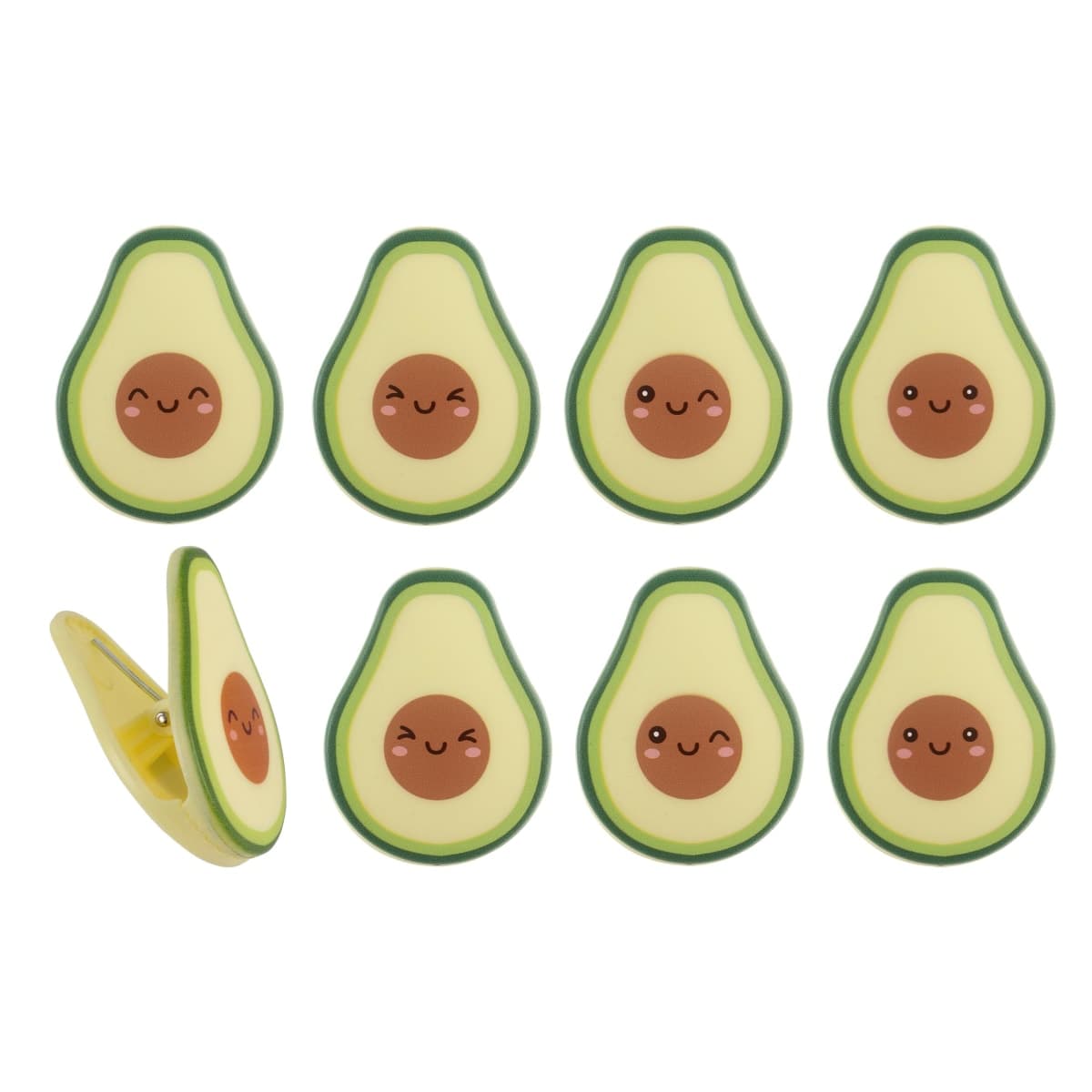 COOK WITH COLOR Cute Bag Clips - Funny Snack Clips,Magnetic Chip Clips for Bags - Kitchen and Food Bag Clips for Airtight Seal for Food Storage, Avocado, Pack of 8