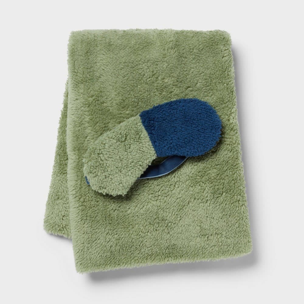 Standard Cozy Bundle Green/Blue - Room Essentials™: Recycled Polyester, Knitted, Machine Washable