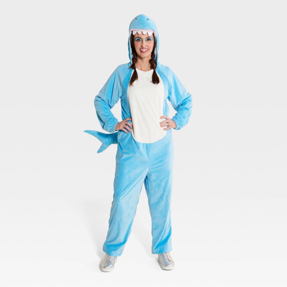 Adult Blue Shark Halloween Costume Jumpsuit L - Hyde & EEK! Boutique™: Cozy, Hooded, Zippered