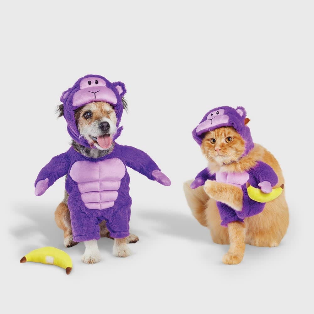 Halloween Gorilla Dog and Cat Frontal Costume with Banana Toy - Hyde and EEK! Boutique™ S