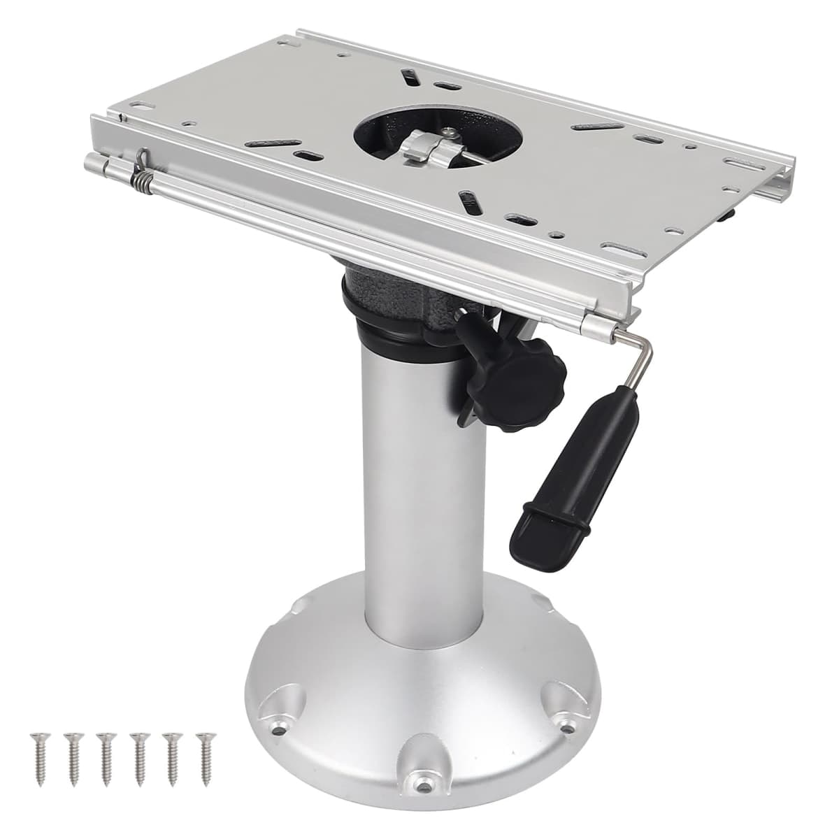 Amarine Made Gas Lift Boat Seat Pedestal, Adjustable Aluminum Boat Seat Base with Slide for Locking, 14.5" to 20" Height Air-Powered Boat Pedestal Base with Screws for Boats Vessels